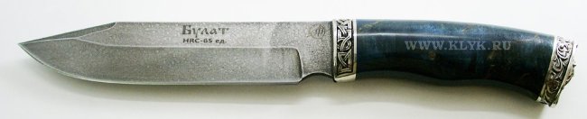 Нож Волк (нержавеющий булат, карельская береза, мельхиор) вариант 1
